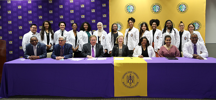 LSU Health leaders and students with Xavier leaders